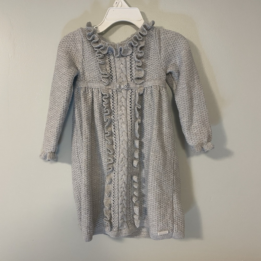 Janie and Jack Size 18-24 Mo Silver Gray Sweater Dress With Sparkle‎